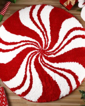 Ceenna Alfombra de baño de Navidad, alfombra de caramelo de Navidad, alfombra de baño de caramelo de 24 x 24 pulgadas, tapete absorbente para bañera de baño, tapete antideslizante y lavable