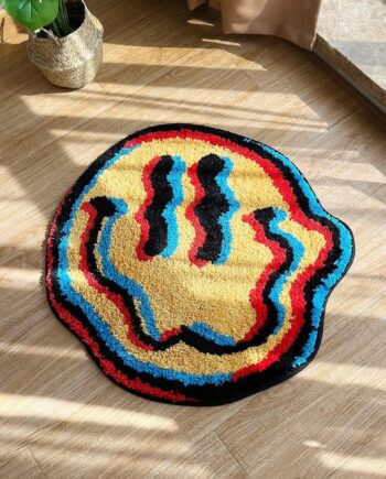 LAKEA Trippy - Alfombra sonriente hecha a mano con cara sonriente, regalo para amigo para dormitorio, regalo geek para decoración del hogar