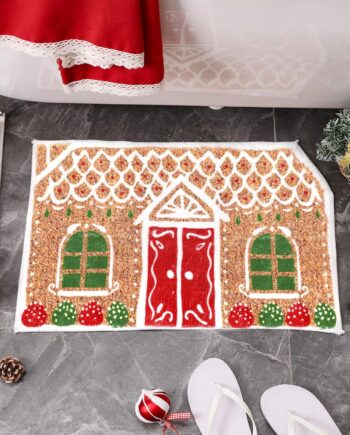 Alfombra de baño de casa de jengibre de Navidad, 23.6 x 15.7 pulgadas, bonita alfombra antideslizante de invierno, suave, absorbente, bonita alfombra de baño de Navidad