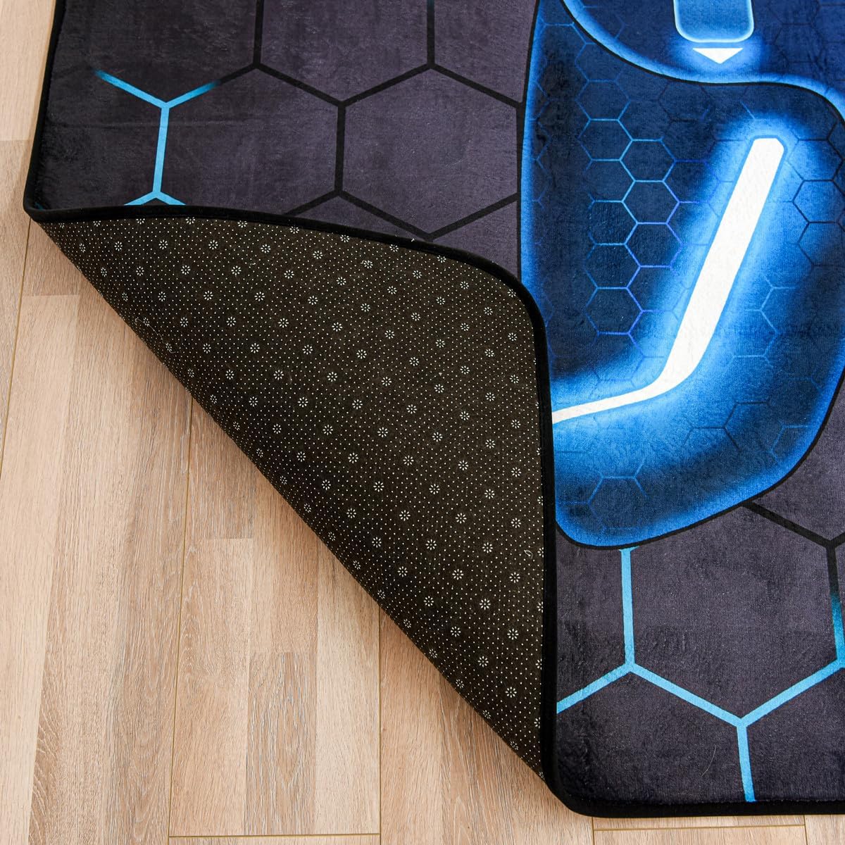 NTBED Alfombra de consola de juegos para dormitorio, sofá, sala de juegos, juegos, alfombra geométrica para mesita de noche, alfombra decorativa para el suelo (4 x 6 pies, azul)