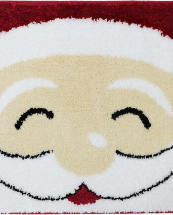 Alfombra copetuda con cara de Papá Noel, decoración navideña, alfombra suave y acogedora para sala de estar, dormitorio o decoración del hogar de vacaciones, color rojo, Rojo -