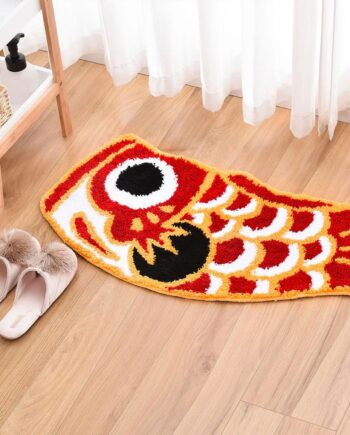 Bonita alfombra de baño, suave y antideslizante, con forma de koi japonés, divertida alfombra absorbente para tina de ducha, 17.7 x 33.5 pulgadas