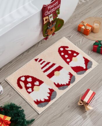 Douceur Tapetes de baño de gnomo de Navidad, bonitos tapetes de baño beige, antideslizantes, suaves y absorbentes, lavables, 24 x 16 pulgadas