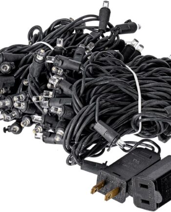 Vickerman Juego de luces LED de gran angular de 100 luces blancas cálidas en cable negro