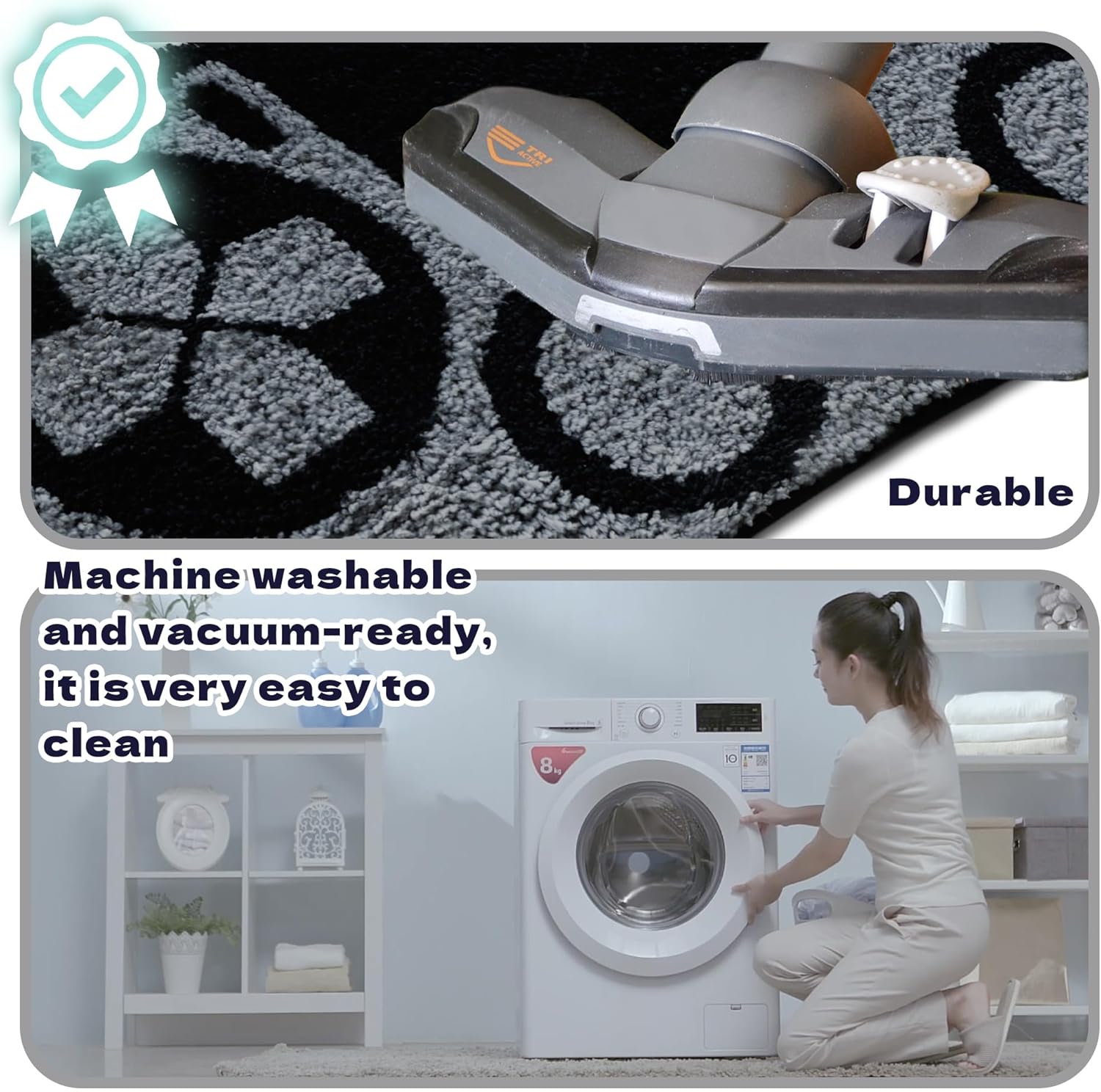 Divertida alfombra de baño negra con gamepad para baño y dormitorio, alfombra de baño pequeña, alfombra de ducha antideslizante, lavable, suave y absorbente, alfombra de área de 20 x 32