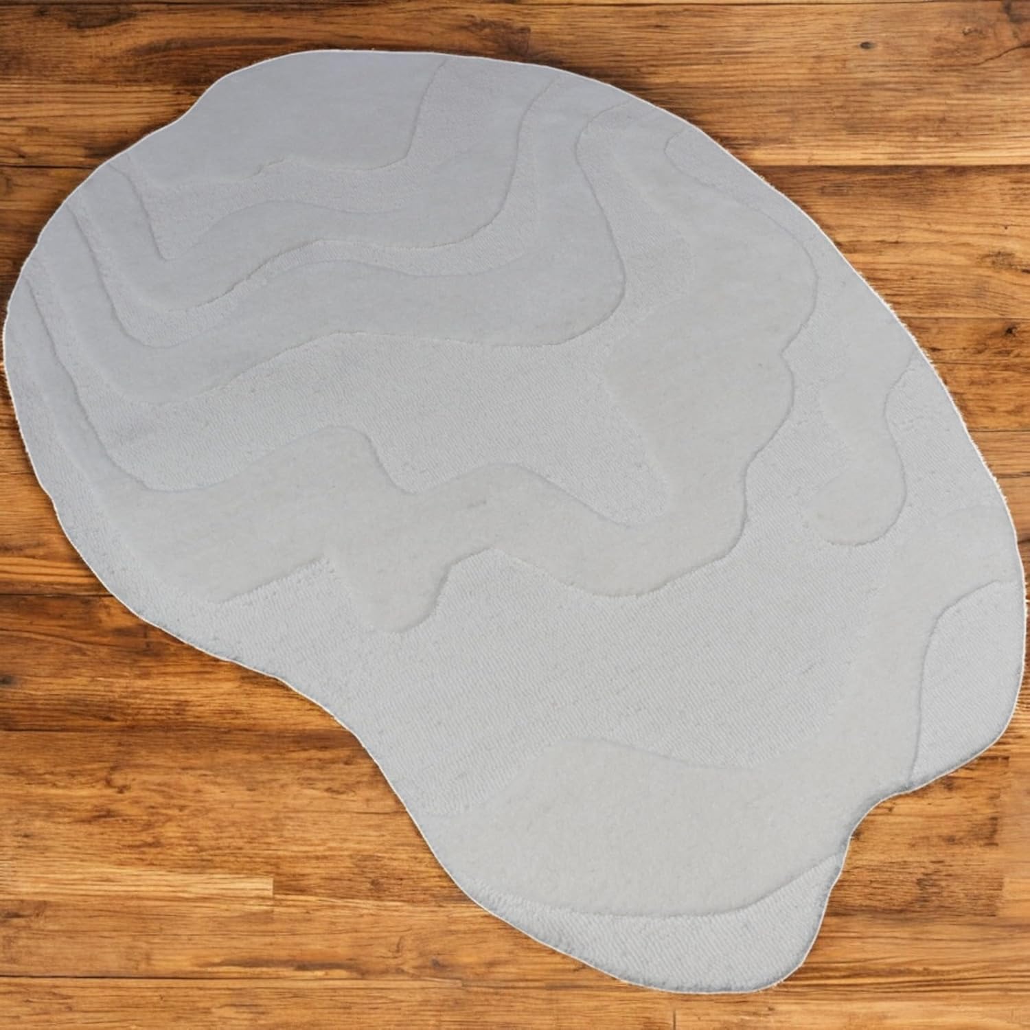 Alfombra de lana de tejido natural con forma irregular copetuda a mano, alfombra 100% lana para dormitorio, sala de estar y decoración del hogar, alfombra artística moderna (blanco crema, 4 x 6 pies)