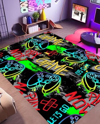 Alfombra antideslizante de 3 x 5 pies para sala de juegos, alfombra de graffiti genial para decoración de dormitorio, sala de estar