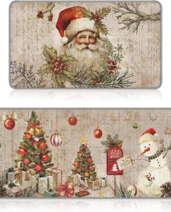 Ceenna Juego de 2 alfombras y tapetes de cocina de invierno, copos de nieve, renos, vacaciones, fregadero, cocina, baño, árbol de Navidad, decoración para el hogar, 17 x 30 pulgadas, 17 x 47 pulgadas