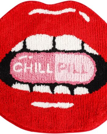 Tapete de baño de labios rojos para baño, tapete de baño de labios rojos de San Valentín, antideslizante para la ducha, suave y absorbente de microfibra, tapete para labios de bañera, divertido y