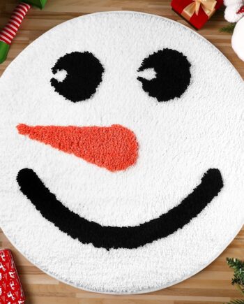 Ceenna Alfombra de baño de Navidad, tapete de baño blanco con muñeco de nieve de 24 x 24 pulgadas, absorbente, tapete antideslizante y lavable (estilo muñeco de nieve)