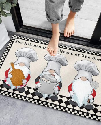 Tapete de baño para cocina, absorbente antideslizante, 16 x 24 pulgadas, rojo, guingán copetudo con algodón de dibujos animados, pelo alto, impermeable, rectangular, interior, adulto, unisex,