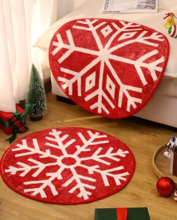 Ceenna Juego de 2 tapetes de cocina de Navidad, tapete de Navidad con copos de nieve, tapete de invierno, antideslizantes, para el hogar, cocina, puerta, baño (redondo)