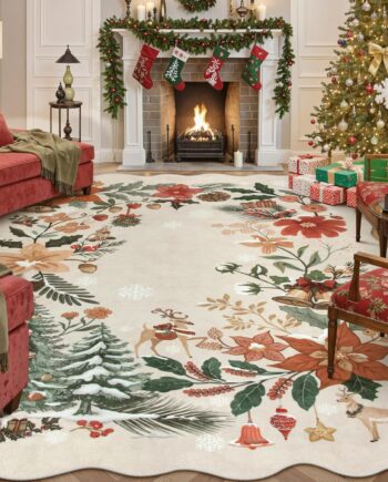 Lahome Alfombra floral de Navidad 8x10