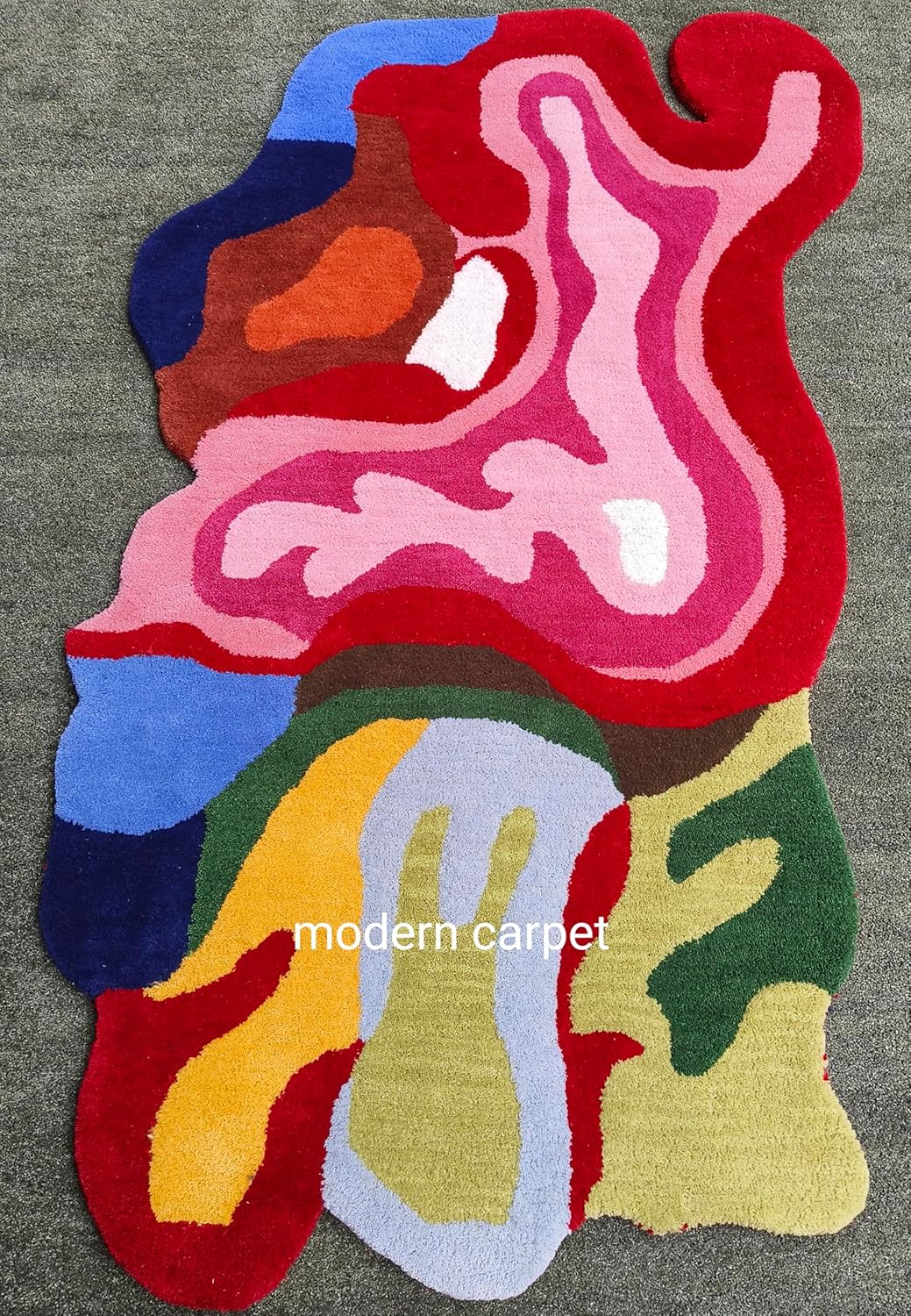 Modern Carpet - Alfombra de baño con forma de ameba irregular, tapete de entrada para dormitorio, cocina, alfombra de área de dibujos animados para baño, bañera, tapete suave de baño (4 x 6 pies)