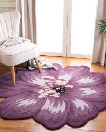 SAFAVIEH Novelty Collection NOV254A - Alfombra redonda de lana de 4 pies, hecha a mano, estilo bohemio, flor