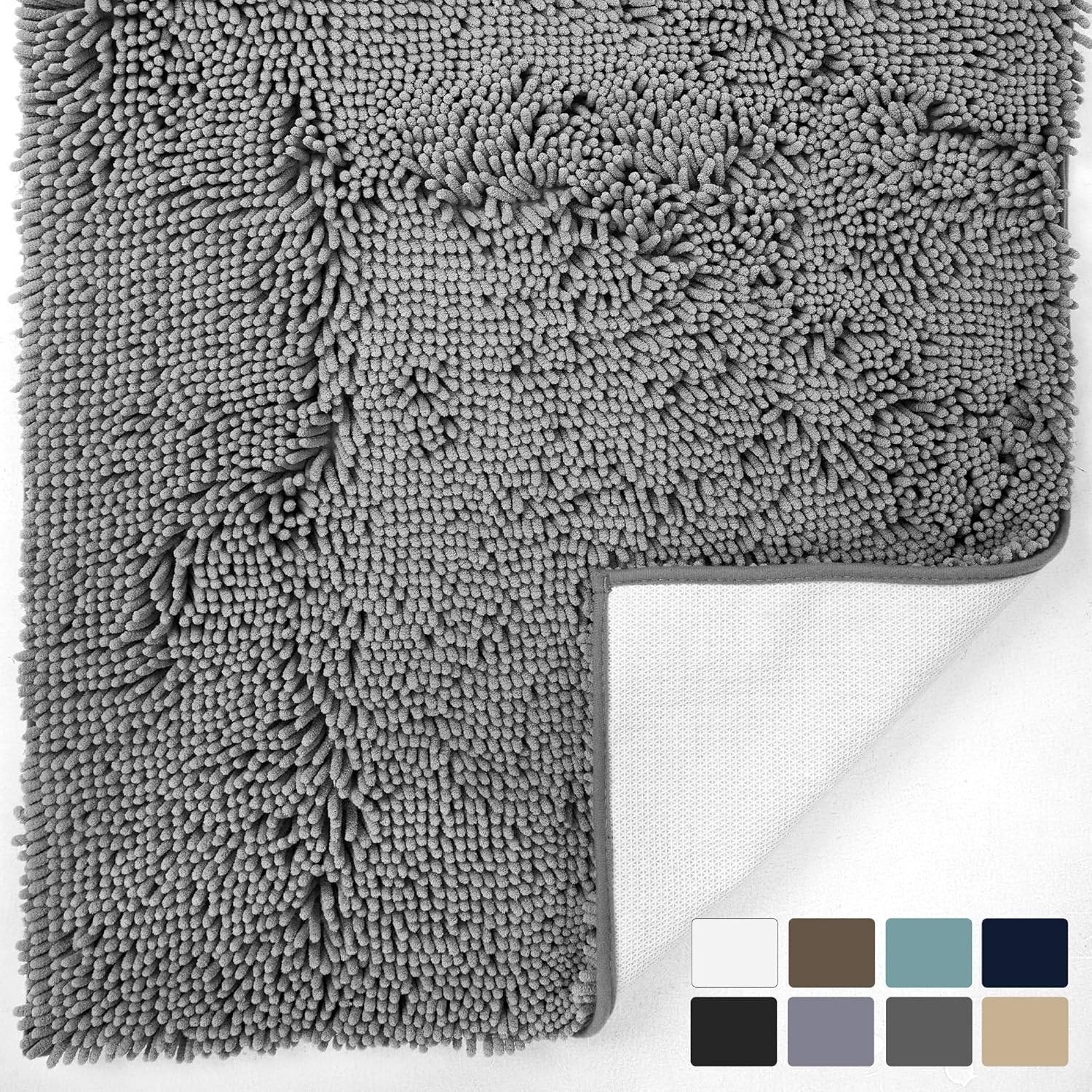 Deconovo Alfombra de baño de 24 x 17 pulgadas antideslizante, ultra absorbente, lavable a máquina, alfombra de microfibra para suelo de baño, hotel y uso doméstico, certificado Oeko-TEX, de secado