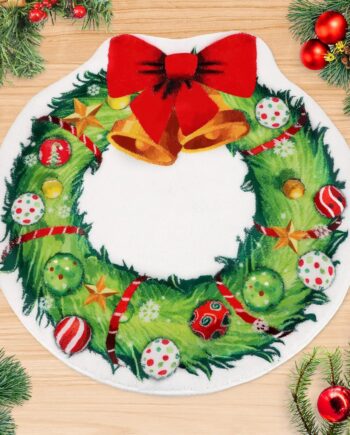 Alfombra de baño de Navidad, antideslizante, color verde, de Navidad, súper suave, absorbente, decoración navideña para baño, cocina, fregadero, 25 x 25 pulgadas