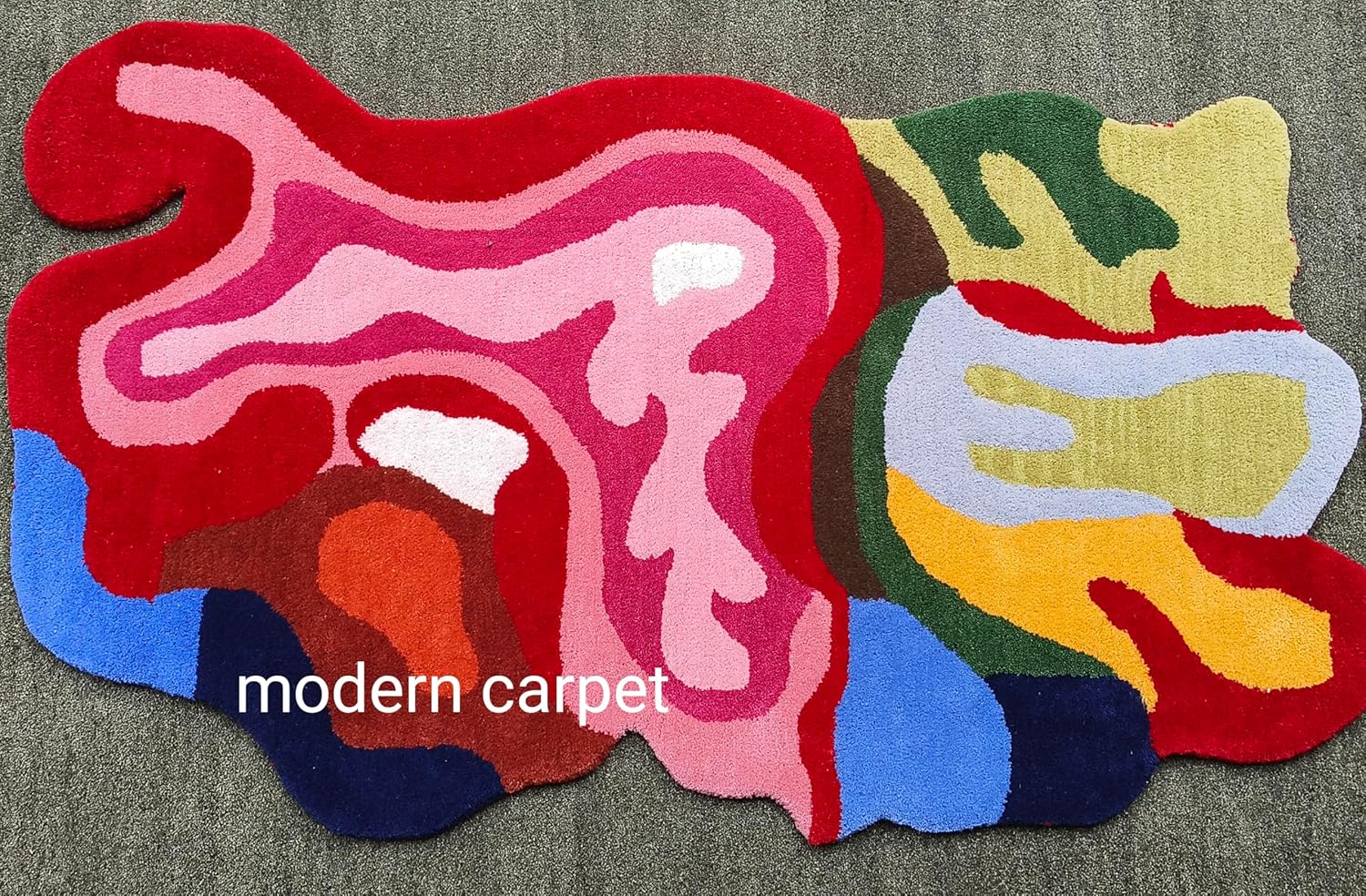 Modern Carpet - Alfombra de baño con forma de ameba irregular, tapete de entrada para dormitorio, cocina, alfombra de área de dibujos animados para baño, bañera, tapete suave de baño (4 x 6 pies)