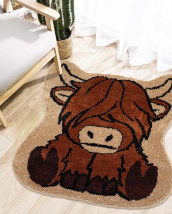 Highland Cow - Alfombra de baño de 32 x 32 pulgadas, bonita alfombra de baño de vaca para decoración de baño, tapete de piso para cocina y dormitorio