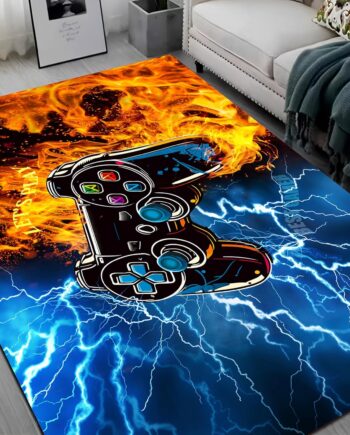 Alfombra grande de videojuegos para habitación de niños, de 5 x 7 pies, antideslizante, lavable, alfombra de juegos para dormitorio, sala de estar, decoración de sala de juegos o accesorios para