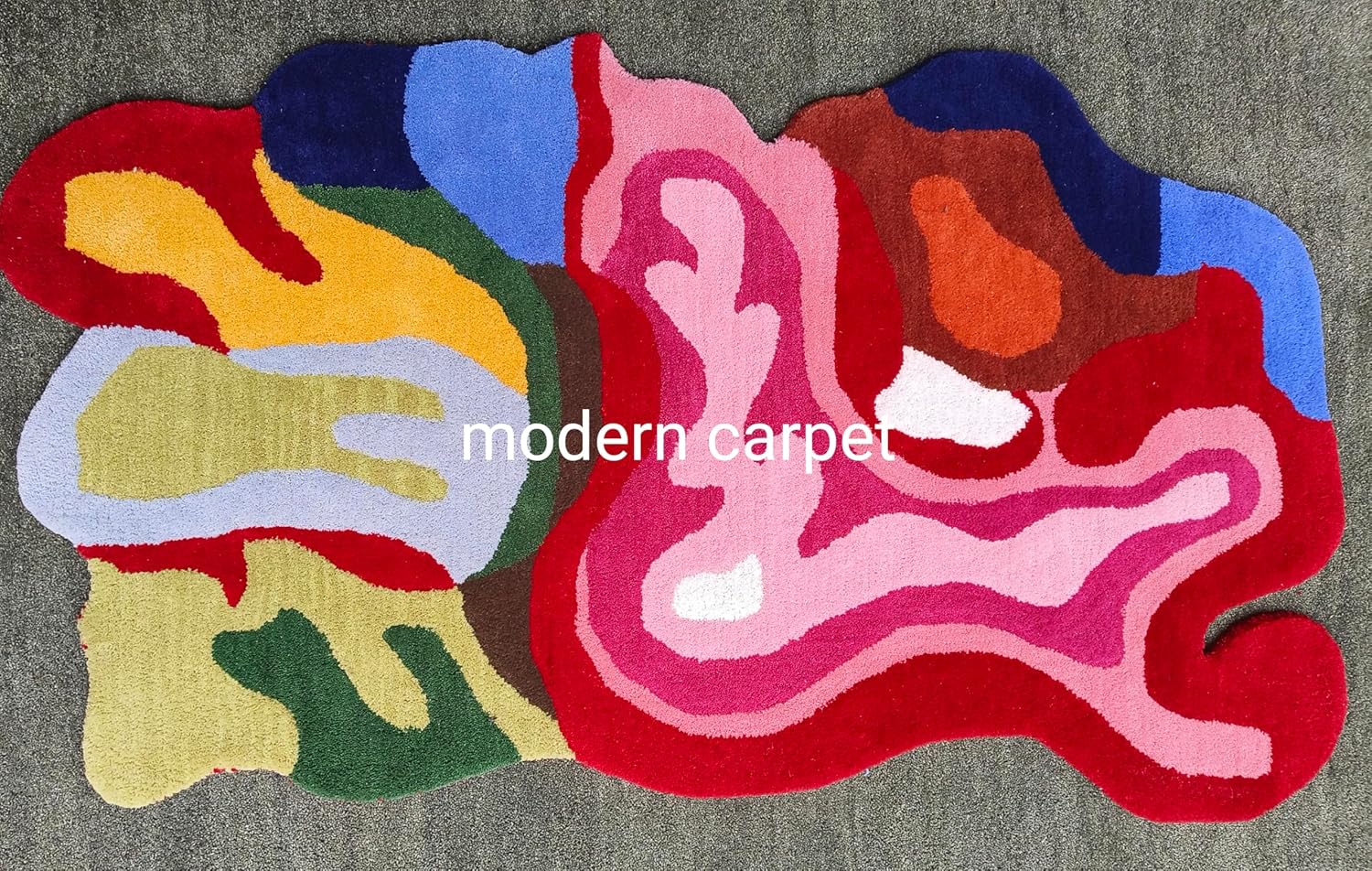 Modern Carpet - Alfombra de baño con forma de ameba irregular, tapete de entrada para dormitorio, cocina, alfombra de área de dibujos animados para baño, bañera, tapete suave de baño (4 x 6 pies)