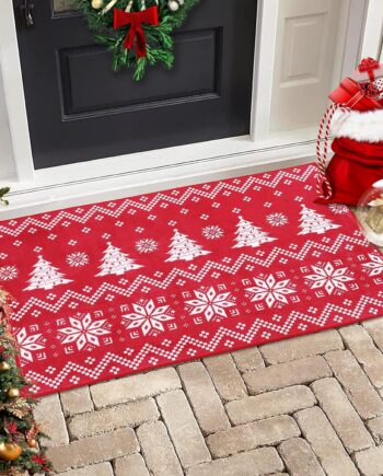 RUGSREAL Tapete de entrada de Navidad de 2 x 3 pulgadas, tapete pequeño para puerta delantera, tapete decorativo de Navidad, lavable a máquina, tapete antideslizante para dormitorio, sala de estar,