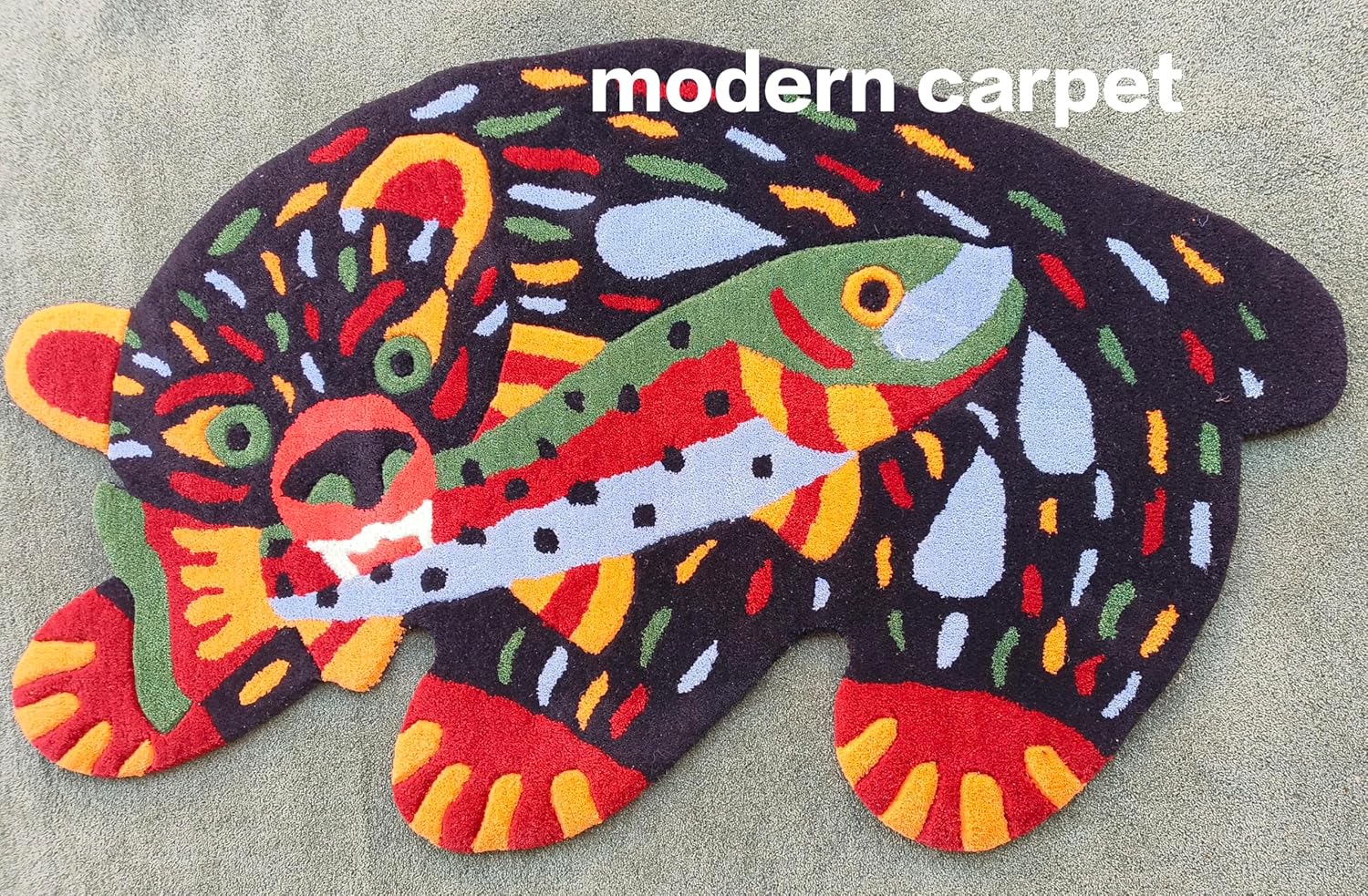 Modern Carpet - Tapete de baño súper absorbente, bonito diseño de dibujos animados, de 3 x 5, 100% lana, hecho a mano, copetudo para habitación, dormitorio, sala de estar
