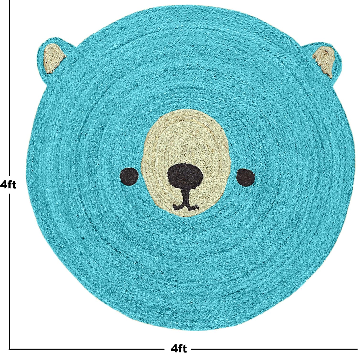 Kilim - Alfombra redonda de 6 pies, color azul turquesa y beige, alfombra de yute trenzada para interiores y exteriores, alfombra de tejido plano, alfombra de alto tráfico, dormitorio,