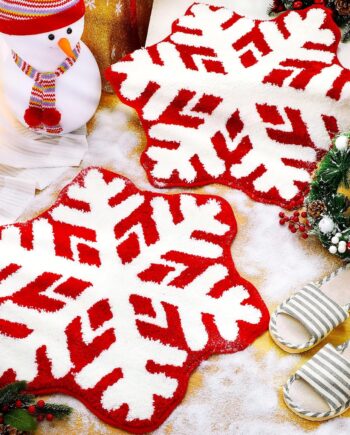 Ceenna 2 tapetes de baño con diseño de copo de nieve, decorativo, lavable, antideslizante, de bienvenida, para Navidad, hogar, baño, decoración (rojo)