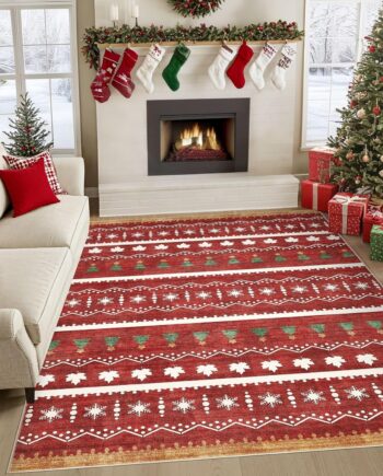 Tortania Alfombra navideña para sala de estar, 5 x 7 pies, lavable, grande, suave, neutra, bohemia, marroquí, para interiores, dormitorio, debajo de la mesa de comedor, decoración del hogar y la