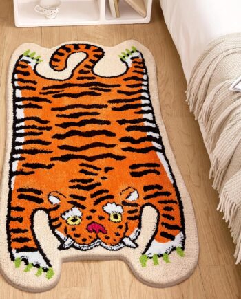 Alfombra de baño con diseño de tigre, 24 x 47 pulgadas, antideslizante, lavable, absorbente, con dibujos animados, para dormitorio, ducha, cocina, puerta, decoración