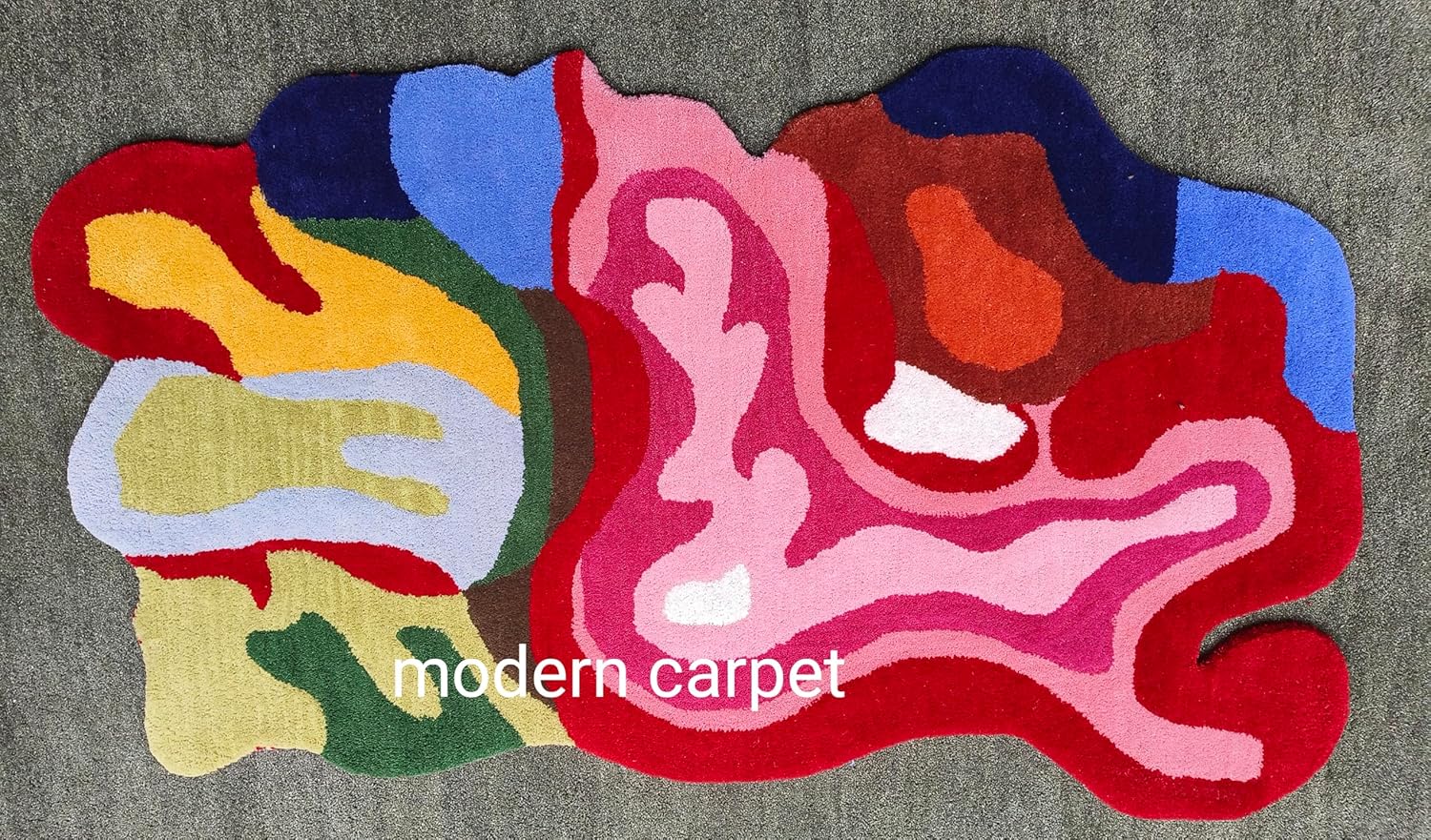 Modern Carpet - Alfombra de baño con forma de ameba irregular, tapete de entrada para dormitorio, cocina, alfombra de área de dibujos animados para baño, bañera, tapete suave de baño (4 x 6 pies)