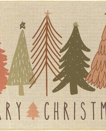 AnyDesign - Tapete de bienvenida de Navidad bohemio rosa con árbol de Navidad, tapete vintage antideslizante para interiores y exteriores, tapete para decoración de casa de campo, hogar, oficina, patio, jardín, 17 x 29 pulgadas