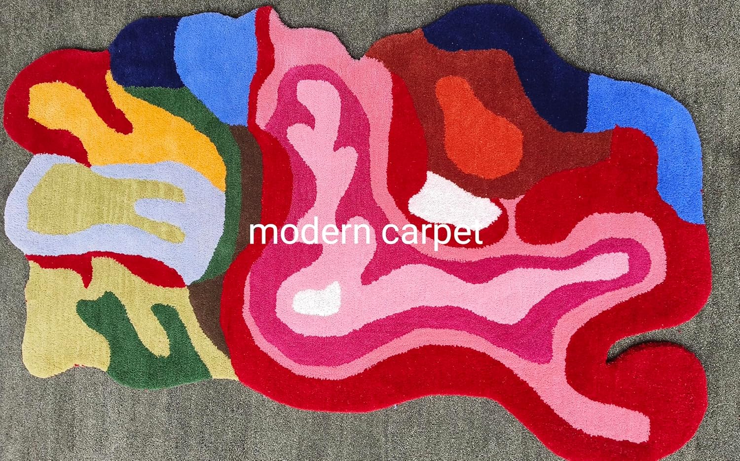 Modern Carpet - Alfombra de baño con forma de ameba irregular, tapete de entrada, tapete de entrada para dormitorio, cocina, tapete de área de dibujos animados para baño, bañera, tapete de baño suave