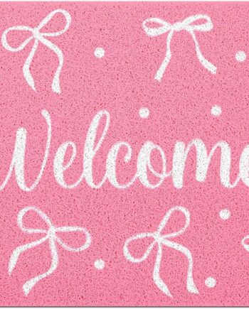 Tapete para puerta delantera, para decoración de interiores y fiestas, 18 x 30 pulgadas (lazo de cinta rosa)