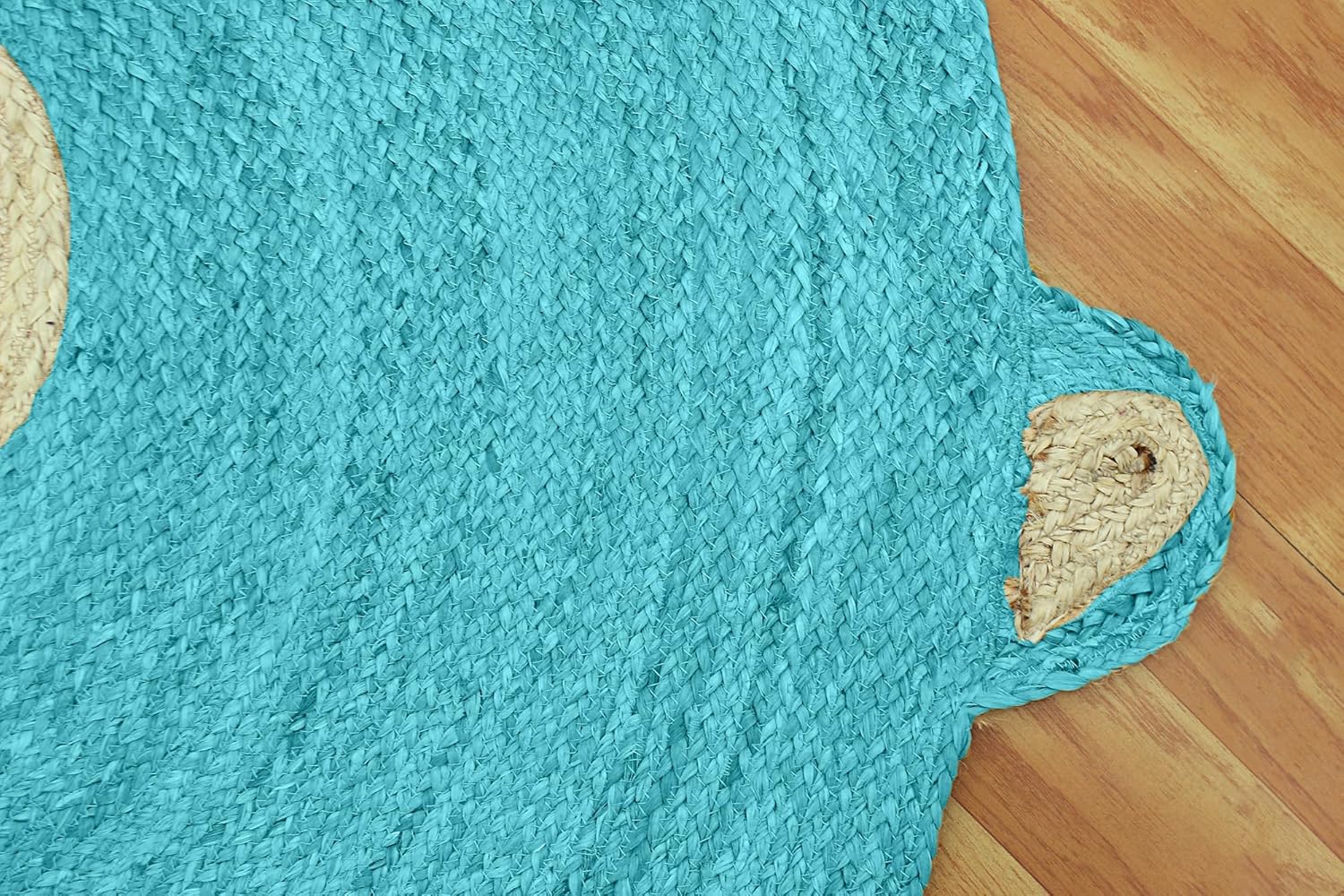 Kilim - Alfombra redonda de 6 pies, color azul turquesa y beige, alfombra de yute trenzada para interiores y exteriores, alfombra de tejido plano, alfombra de alto tráfico, dormitorio,