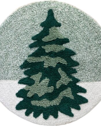 SKL Home Christmas Winter Pines - Alfombra 100% algodón, felpa y absorbente, antideslizante, color verde
