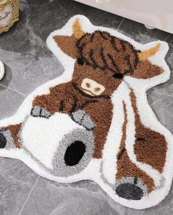 Highland Cow - Alfombra de baño de 24 pulgadas, divertida alfombra de baño decorativa occidental, bonita alfombra de baño vintage, decoración de vaca de las tierras altas para entrada, hogar