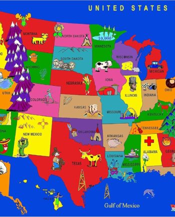 Alfombra de nailon con diseño de dibujos animados de Estados Unidos, tamaño exacto