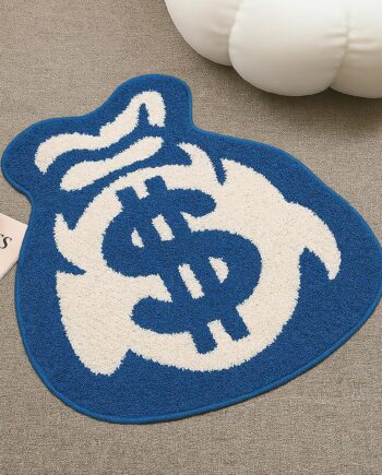 Alfombra de baño con monedero fresco, alfombra de área pequeña de dibujos animados para dormitorio, antideslizante, suave felpa copetuda