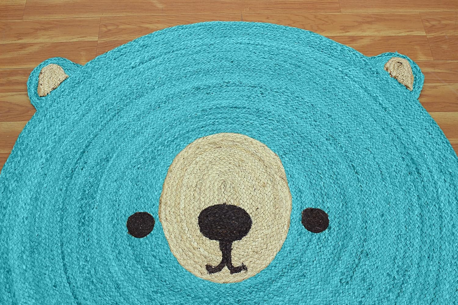 Kilim - Alfombra redonda de 6 pies, color azul turquesa y beige, alfombra de yute trenzada para interiores y exteriores, alfombra de tejido plano, alfombra de alto tráfico, dormitorio,