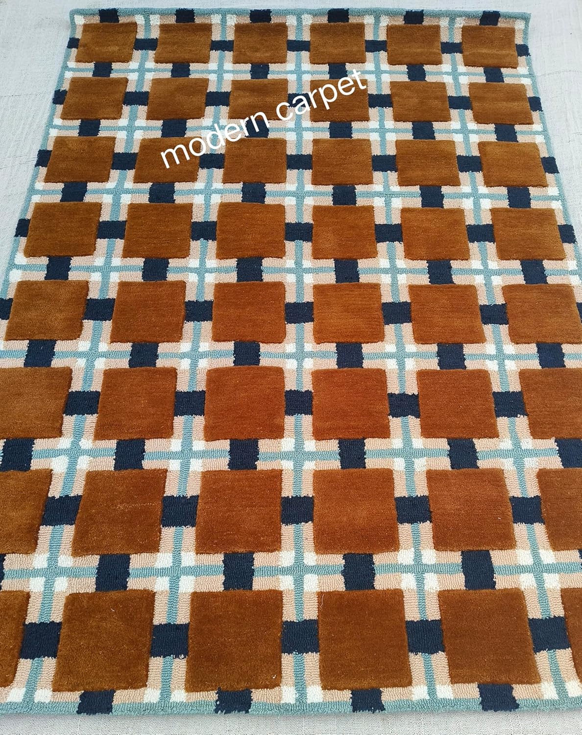 Modern Carpet - Alfombras copetudas a mano, alfombra de lana de campo ocre, alfombra de baño, alfombra de entrada para dormitorio, cocina, alfombra de área de dibujos animados para baño, bañera,