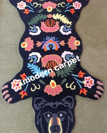 Modern Carpet - Alfombra con forma de oso polar azteca tibetano, respaldo de lana de 3 x 5 pies, hecha a mano, 100% lana copetuda, para Navidad