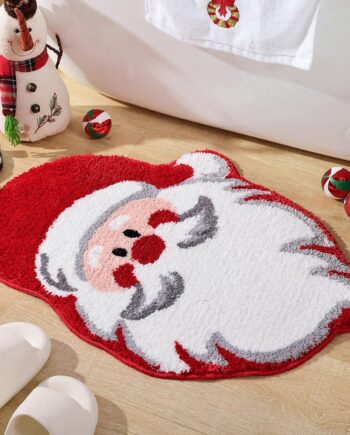 YIKUSH Alfombra de baño de Papá Noel para sala de estar, alfombra roja de Navidad, absorbente, lavable, alfombra de baño para ducha, antideslizante, suave, gruesa, duradera, alfombra de bañera para