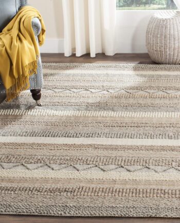 SAFAVIEH Natura Collection - Alfombra decorativa de 4 x 6 pies, color beige, hecha a mano marroquí de lana y algodón, ideal para zonas de alto tráfico en entrada, sala de estar, dormitorio (NAT101A)