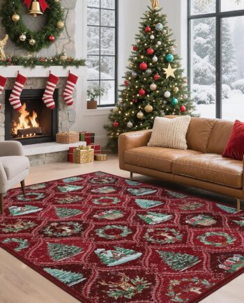 GarveeHome Alfombra de Navidad de 5 x 7 pies, bohemio, antideslizante, resistente a las manchas, lavable a máquina, para dormitorio, grande, neutra y de pelo bajo, para sala de estar, dormitorio