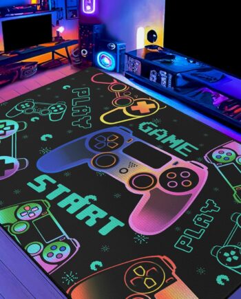 Alfombra de juegos para dormitorio, tapete de gamepad para habitación de niños, 59 x 39 pulgadas, decoración de sala de juegos, lavable
