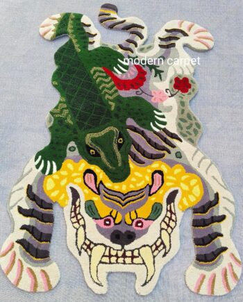 Crocodile Tibetan Tiger Rugs 3x5 Feet Animals Bath Mat, Door Mat, Entry Way Mat for Bedroom Kitchen Cartoon Area Rugs for Bathroom Tub Soft Bathmat by Modern Carpet (4x6 Feet) (4x6 Feet)