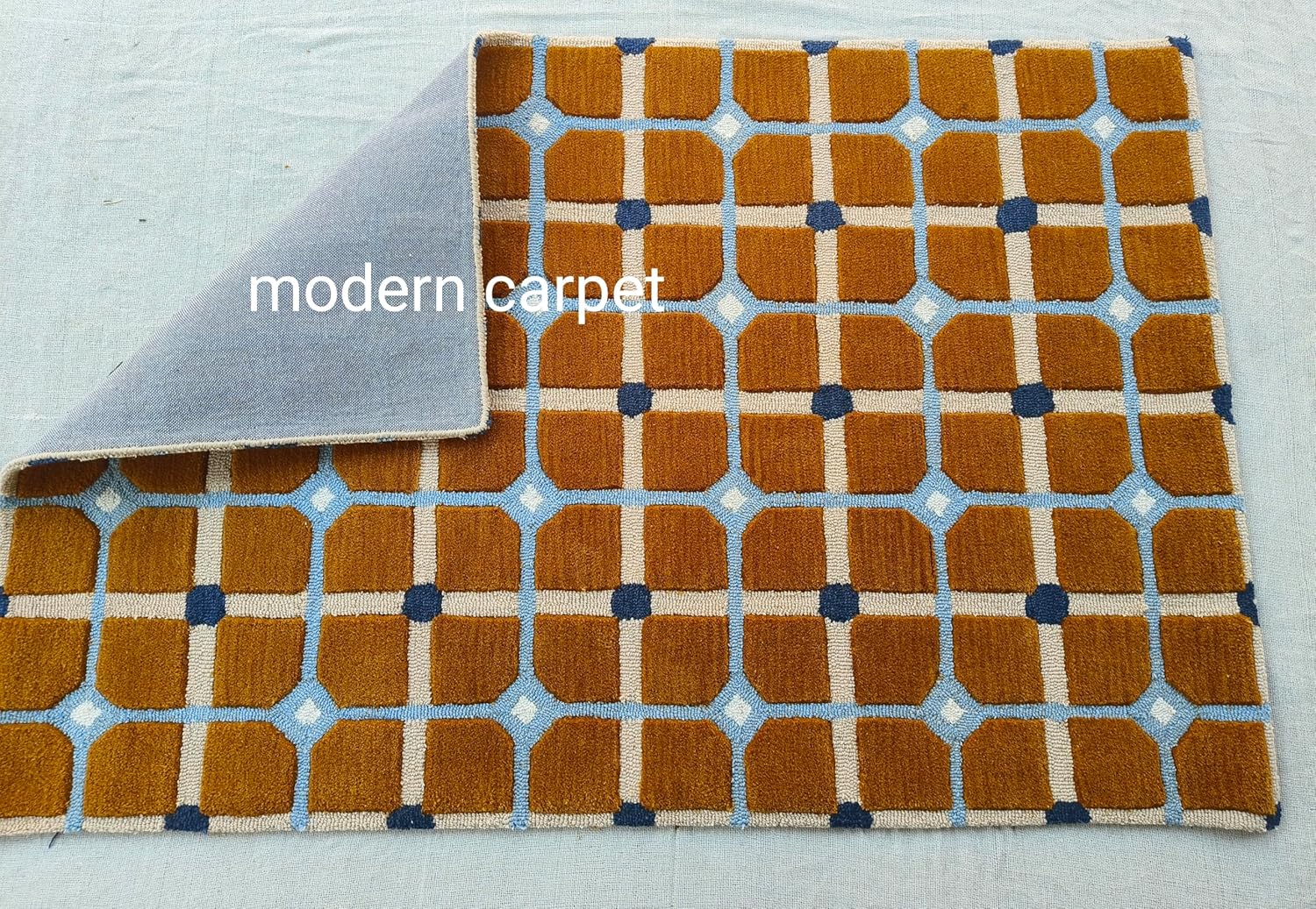 Modern Carpet Evelina Kroon - Alfombra de baño copetuda a mano con diseño de campos ocres, tapete para puerta, tapete de entrada para dormitorio, cocina, alfombra de área de dibujos animados para baño