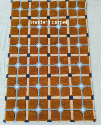 Modern Carpet Evelina Kroon - Alfombra de baño copetuda a mano con diseño de campos ocres, tapete para puerta, tapete de entrada para dormitorio, cocina, alfombra de área de dibujos animados para baño